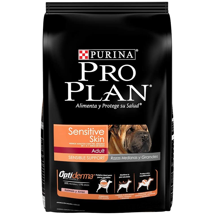 Alimento Pro Plan Sensitive Skin Dog Raza Mediana y Grande (Bulto 6x3kg)