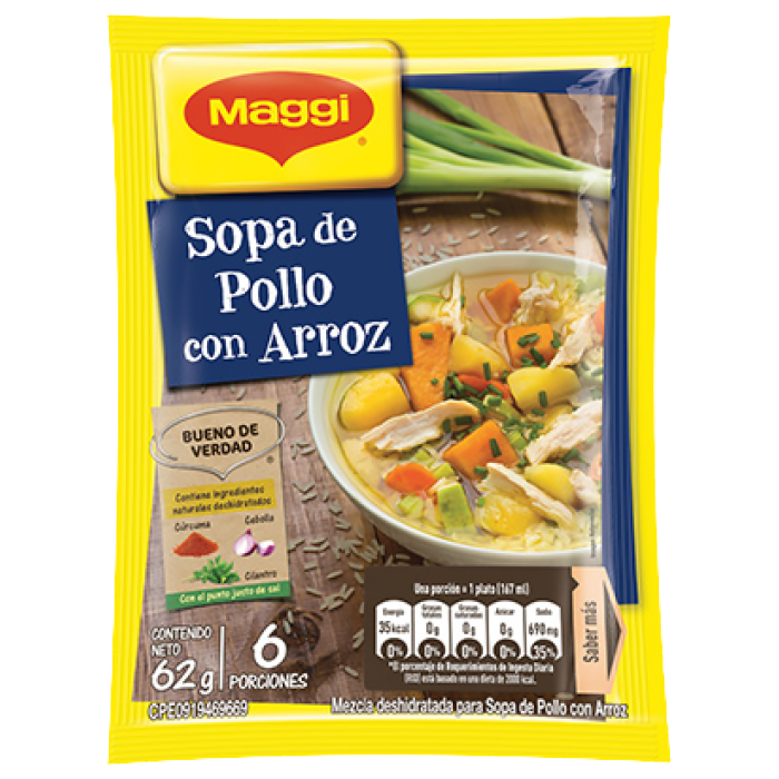 Sopa MAGGI® de Pollo con Arroz (Display 12x62g)