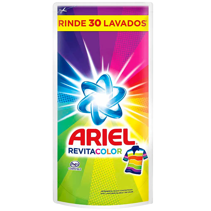 Detergente Líquido Ariel Revitacolor (Caja 8x1.2 L)