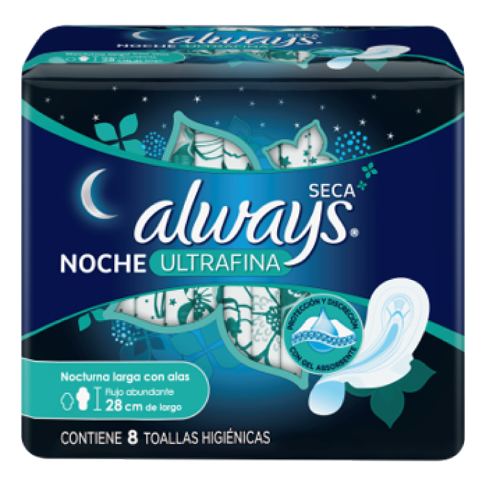 Toallas Sanitarias Always Ultra Seca Noche (Caja 24x8unds)